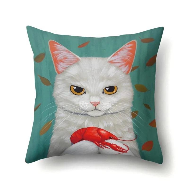 Colorful Cat Animal Decorative Pillowcase Living Room Office Ornaments Home Pillowcase