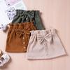 Girls' Corduroy Half Length Skirt Sweet Children's Wear Bow Skirt Short Skirt Elastic Waist Versatile