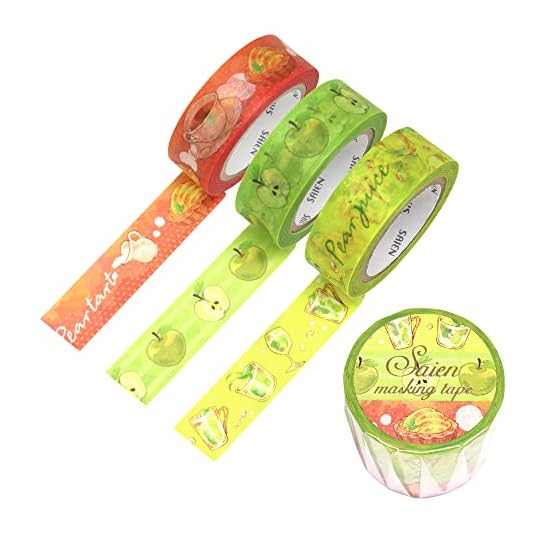 Kamiiso Sansho Japanese Washi Masking Tape *Made in Japan* 15mm x 10m x 3 rolls, 3 patterns SAIEN UR