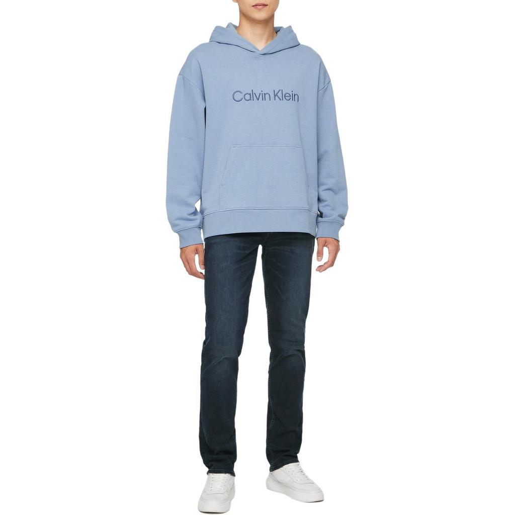 Calvin Klein Letter Jacquard Loose Fit Drop Shoulder Long Sleeve Sweatshirt Men Sweatshirt Light-Blue 40HM231-PQE