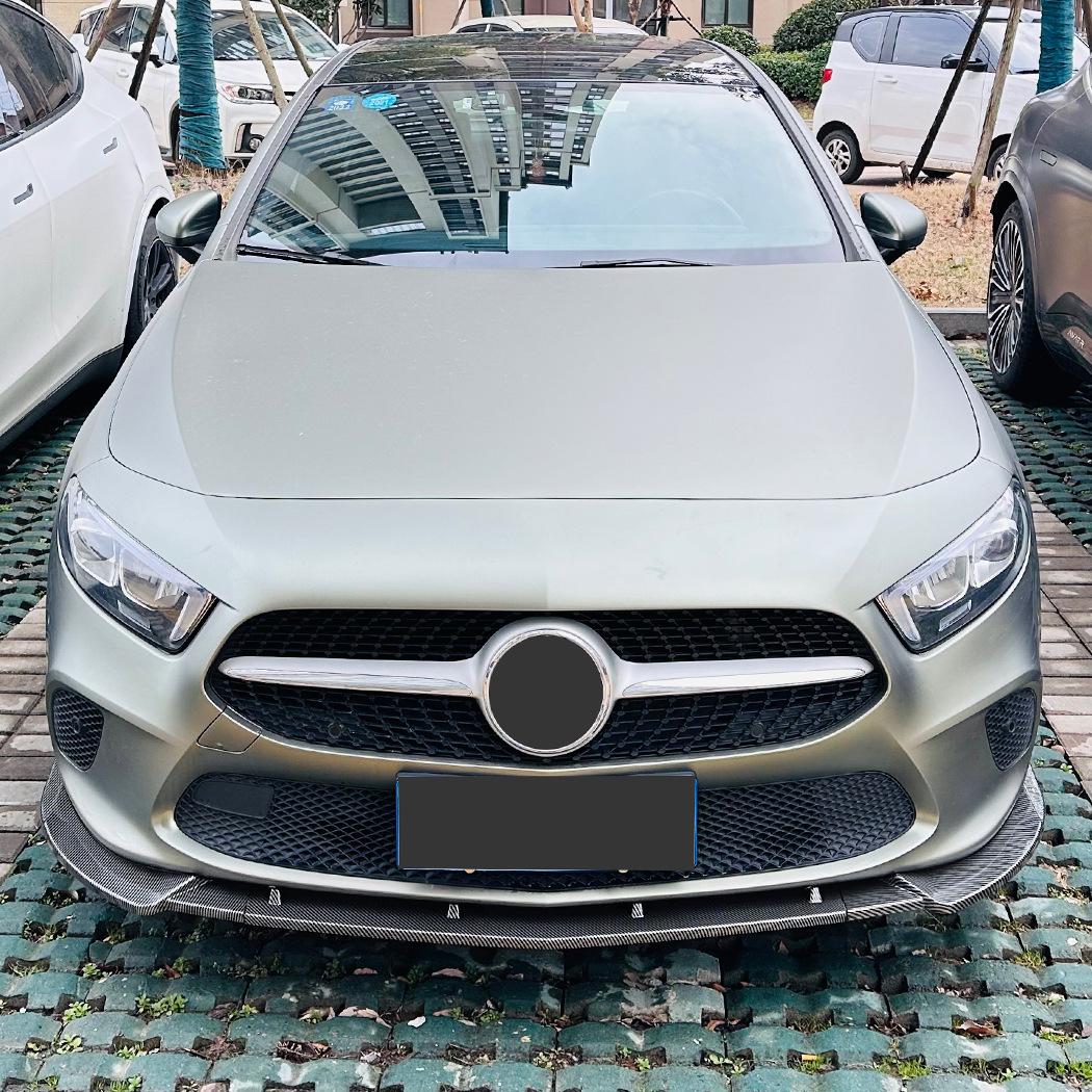 Car Bumper Lip For Mercedes Benz A Class W177 V177 Pre-LCI A180 A200 A220 A250 2018 2019 2020 2021 2022 Splitter Diffuser Guard Carbon Look