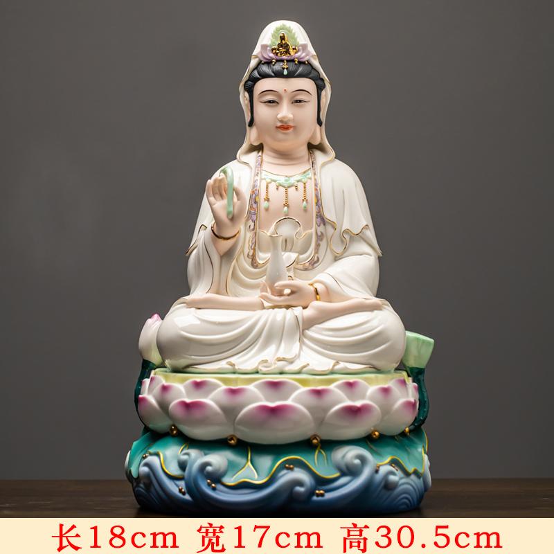 1PCS18x17x25cm Ceramic Guanyin Bodhisattva Buddha Statue Shakyamuni Bodhisattva Ksitigarbha King Worship Ornament