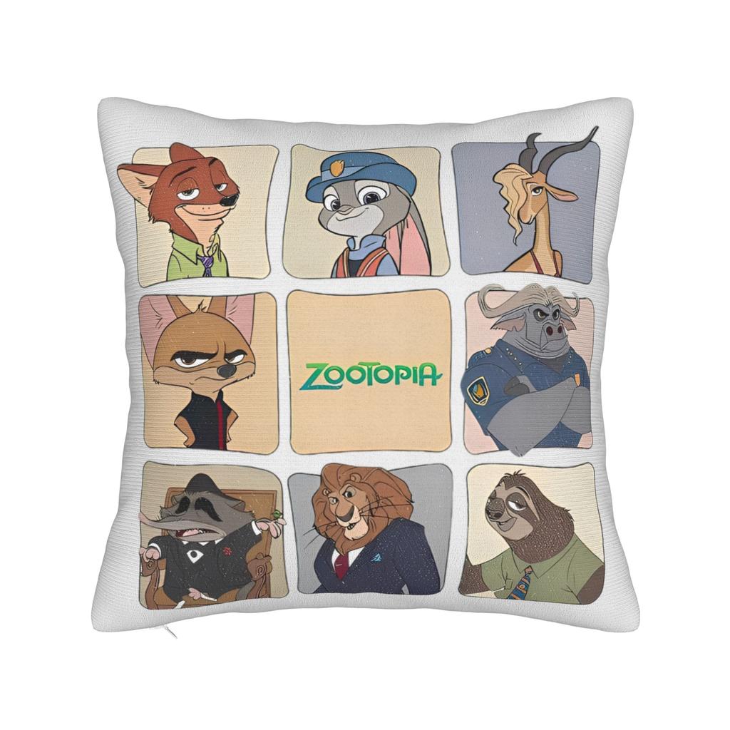 Zootopia 2 Animated Film Square Pillow Cases Buddy Cop Comedy Cushion Covers Creative Zipper Decor Pillowcase for Sofa 45*45cm