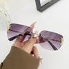 New  Rimless Butterfly Square Sunglasses Women For Men Vintage Sun Glasses Luxury Brand Designer Steampunk Pink Shades Uv400