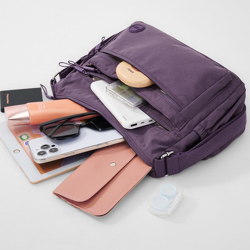Damska torba na ramię/crossbody, mała kwadratowa, dużej pojemności, z wieloma kieszeniami, w jednolitym kolorze