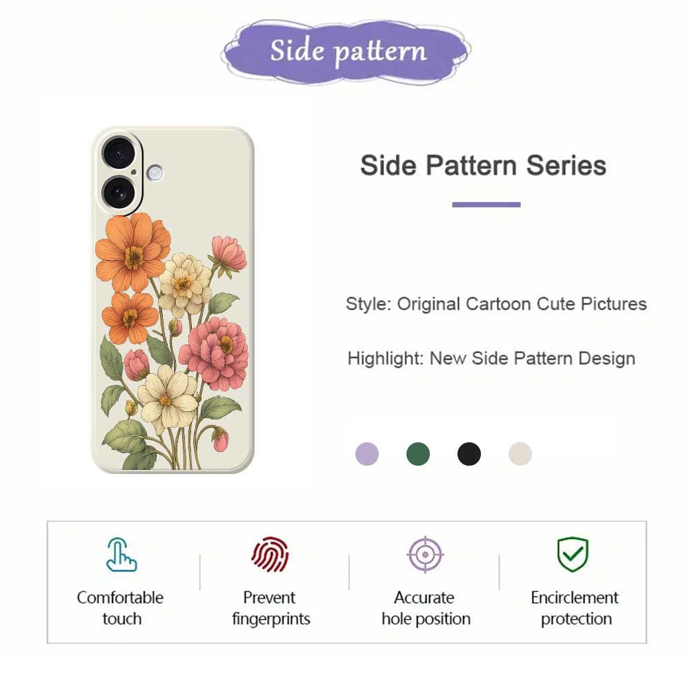 For iPhone 17 Case Beautiful Flowers Pattern Printing Straight Edge TPU Phone Back Cover