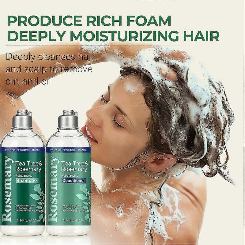 Tea Tree & Rosemary Shampoo & Conditioner Set, Refreshes & Rebalances Hair and Scalp - For Oily/Normal Hair - Tea Tree Leaf Oil, Rosemary Leaf Extract