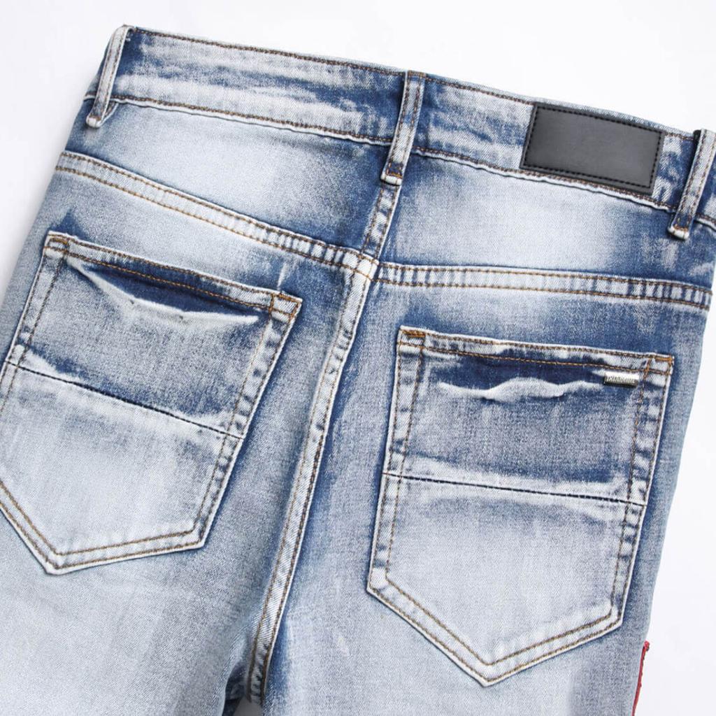 Džíny Street Youth Trendy Džíny Vyšívané Díra Strečové Úzké Nohy Pánské Džíny