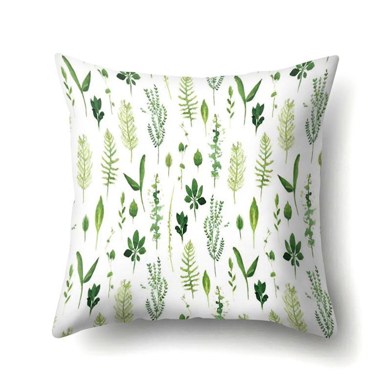 Polyester Pillowcase Ins Style Plant Flowers Nordic Printed Peach Leather Velvet Cushion Cover Sofa Waist Cushion Cover