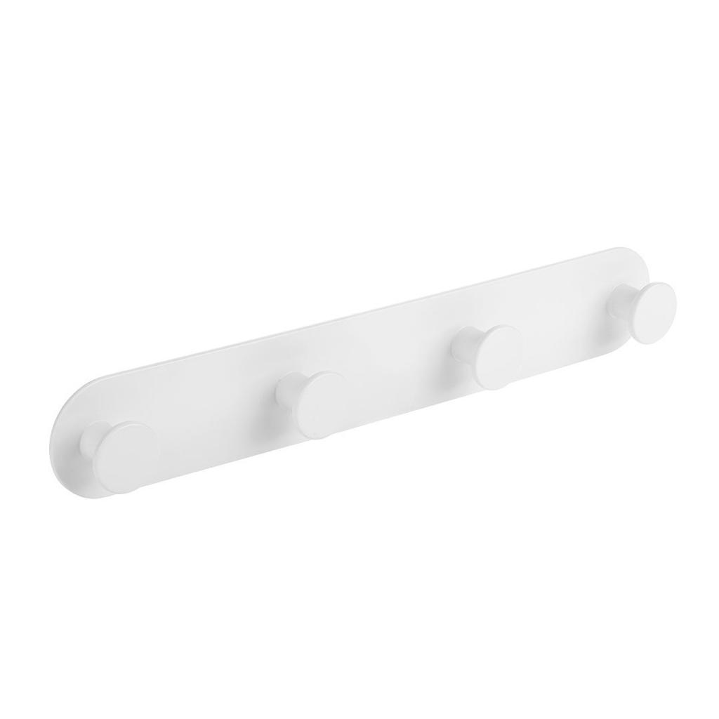 TOWEL HANGER, quadruple rounded hook, self-adhesive steel, white
