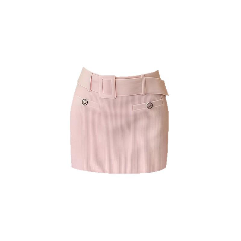 French Pink Corduroy A-Line Skirt: Gentle, Sweet Miu Style for Winter Small розовый/телесный
