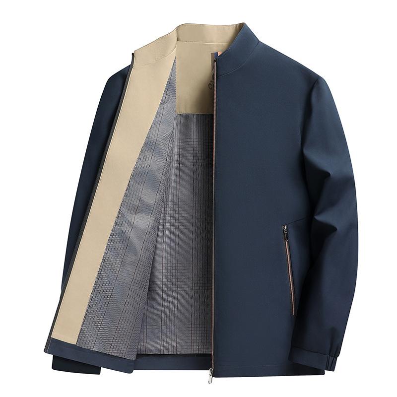 Jacket Jacket Men's Simple Fashion Spring and Autumn Coat Business Casual Versatile Stand-up Collar Jacket Qingzhong Dad Men's Clothing