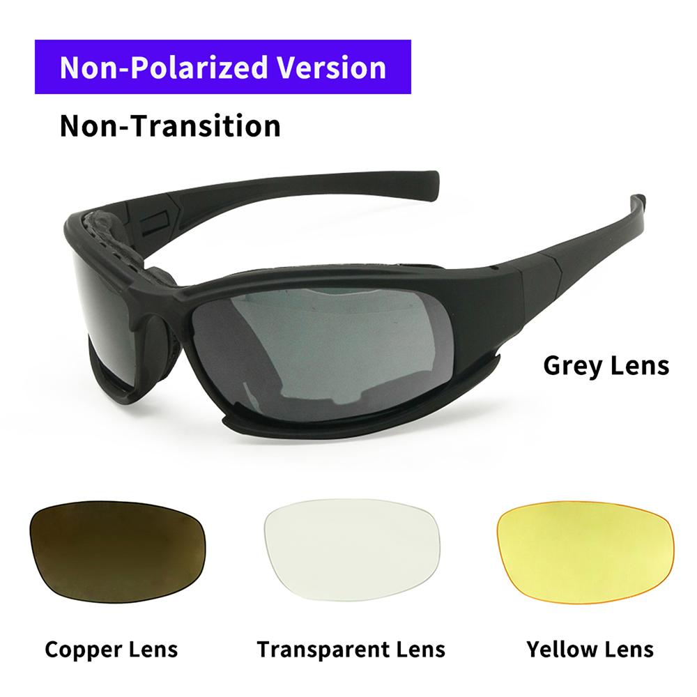 Transition Photochromic X7 Sports Sunglasses 4 Lens Kit Tactical Men's Glasses for CS Game Sport