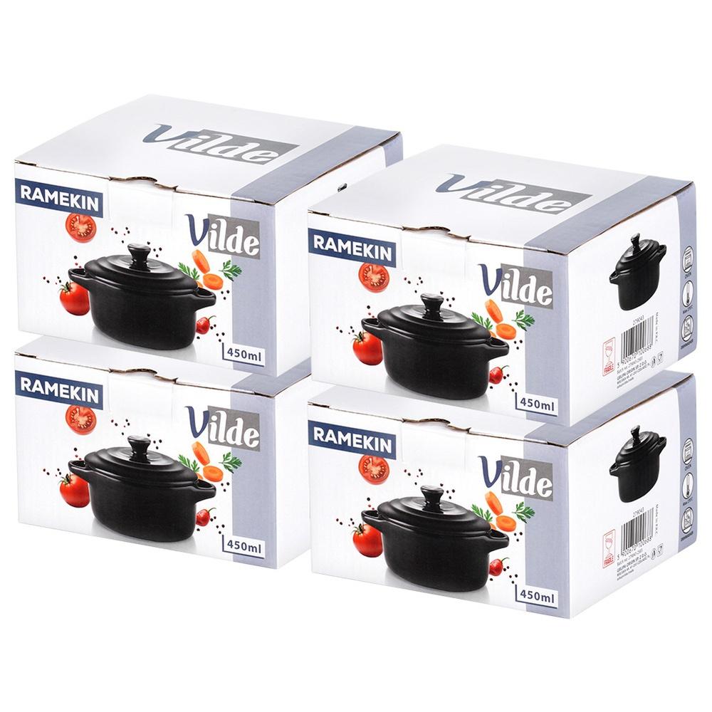 Porcelain Baking Bowls With Lid 450 Ml 4 Pcs.