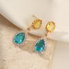 1 Pair Luxurious Colored Cubic Zirconia Drop Shape Dangle Earrings for Women Stud Earring Jewelry Wedding Party Accessories