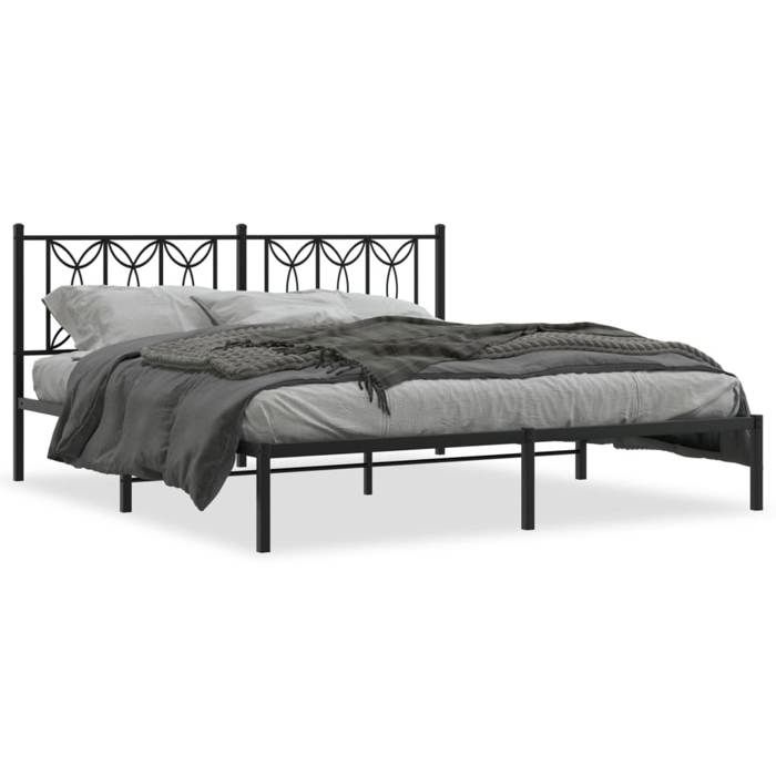 VidaXL Cadre de lit métal sans matelas avec tête de lit noir 183x213cm 376133