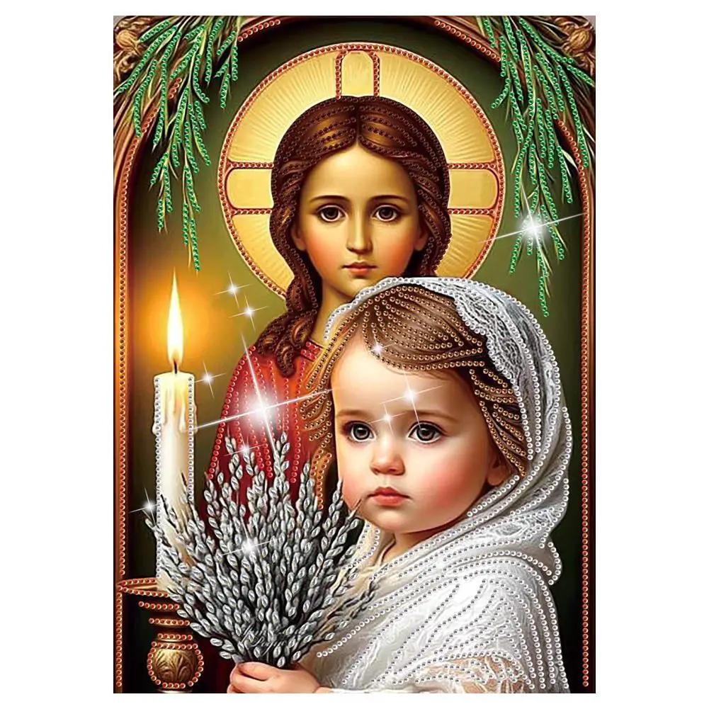 Virgin Mary Partial DIY 5D Special Shaped Drill Gem Art for Adults/Beginners Home Decor Diamond Art Painting C9C4