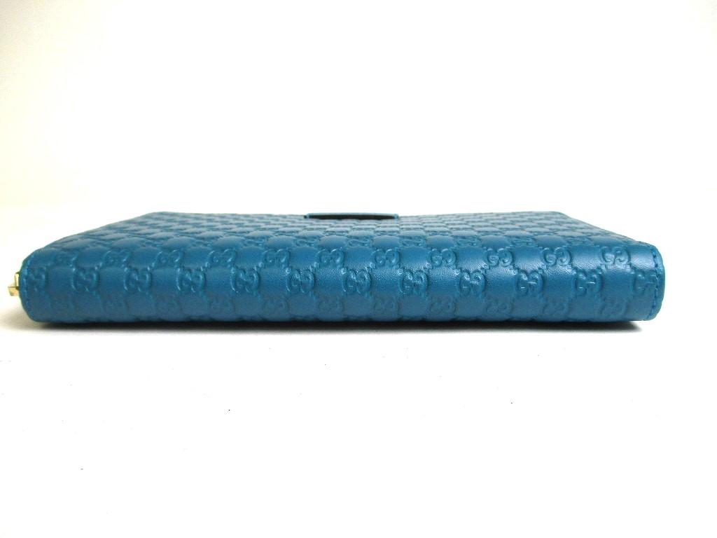 Authentic GUCCI Micro Guccissima Turquoise Leather Round Zip Long Wallet #a349  Refurbished