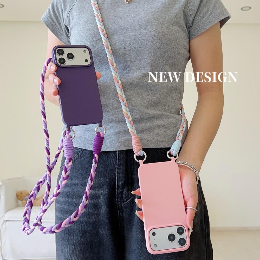Candy Silicone with Colored Crossbody Lanyard Phone Case for iPhone Air 17 16 15 14 13 12 11 Pro Max Plus 16e Strap Protect Case