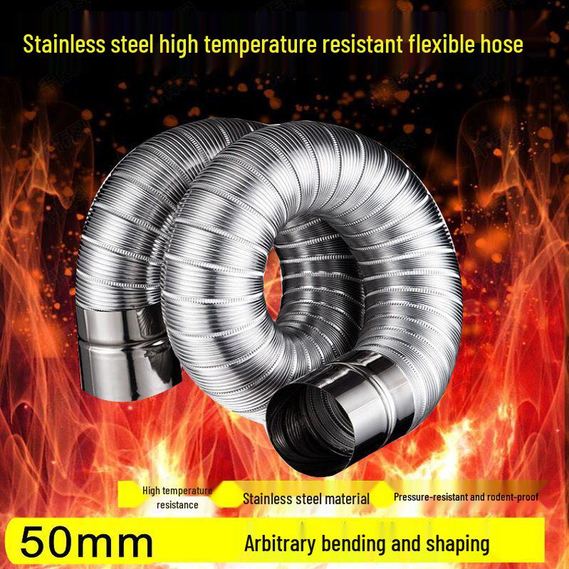 1.5m Stainless Steel High-Temperature Resistant Corrugated Flexible Exhaust Hose for Heaters and Gas.