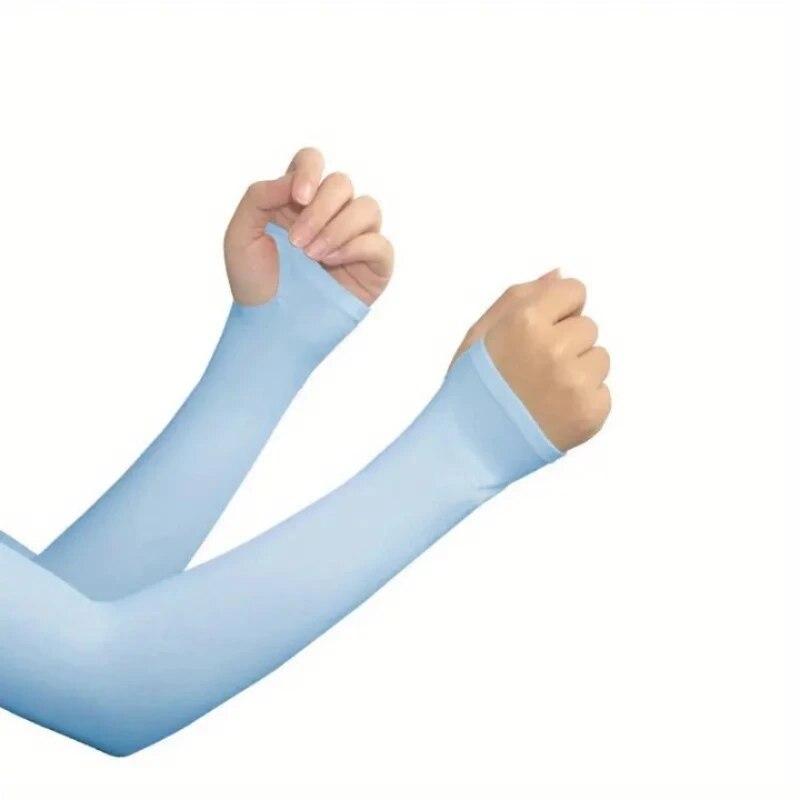 Sunscreen Ice Sleeves UV Resistant Summer Outdoor Sleeves Simple Solid Color Arm Protection Ice Silk Sleeves Long Pattern
