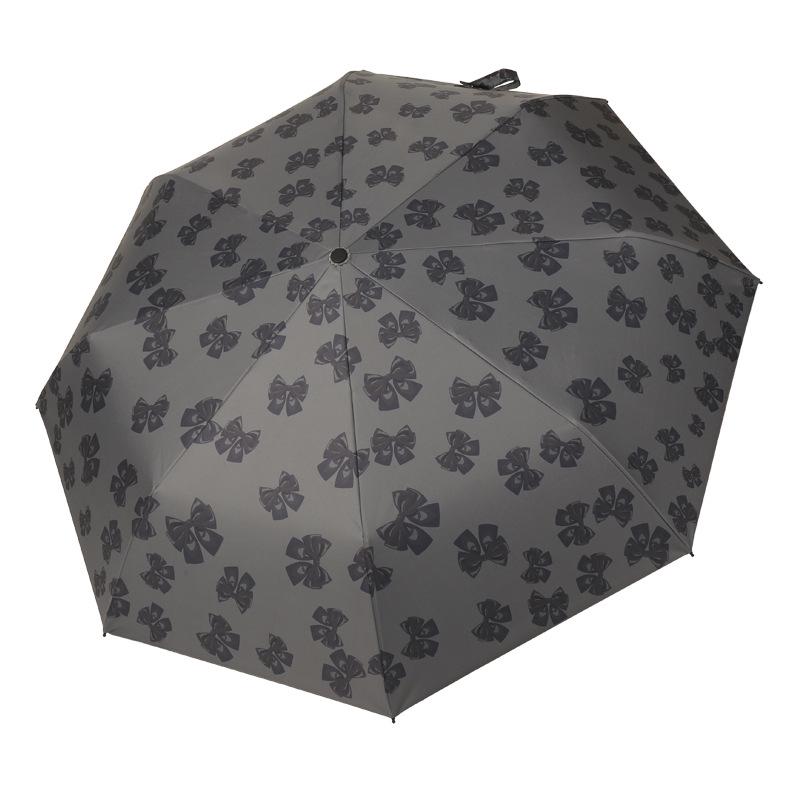 Women's Bow Sun & Rain Dual-Use Automatic Folding Umbrella - Compact, Fresh Sunshade with Black Glue for Sunscreen Protection.