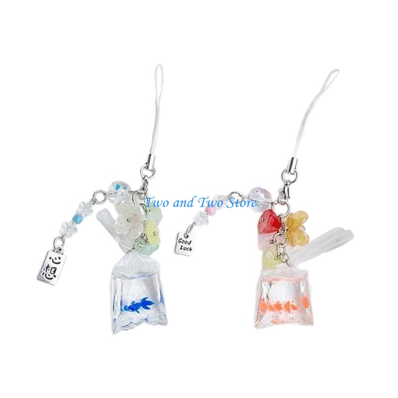 HX6F Flowers Pendant Phone Charm Hangings Rope Sweet Phone Chain Strap Bag Decoration Lanyard Keychain Accessory