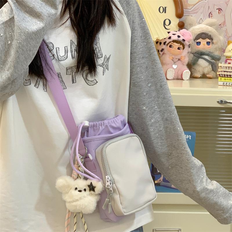 Dopamine contrasting small bag women's new commuter messenger bag outdoor cycling yoga sports water cup bag shoulder bag