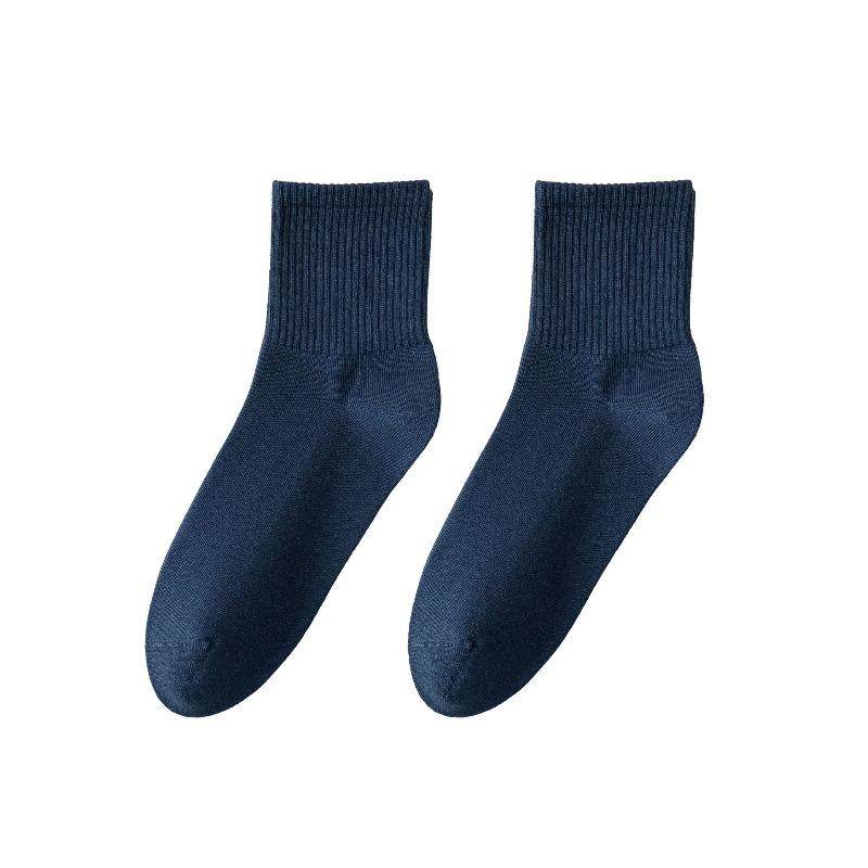 

Men s Cotton Socks for All Seasons - Solid Color Mid-Calf Socks - Sweat Absorbing, Odor-Preventing, Antibacterial Socks - Casual Socks 1 pair темно-синього кольору