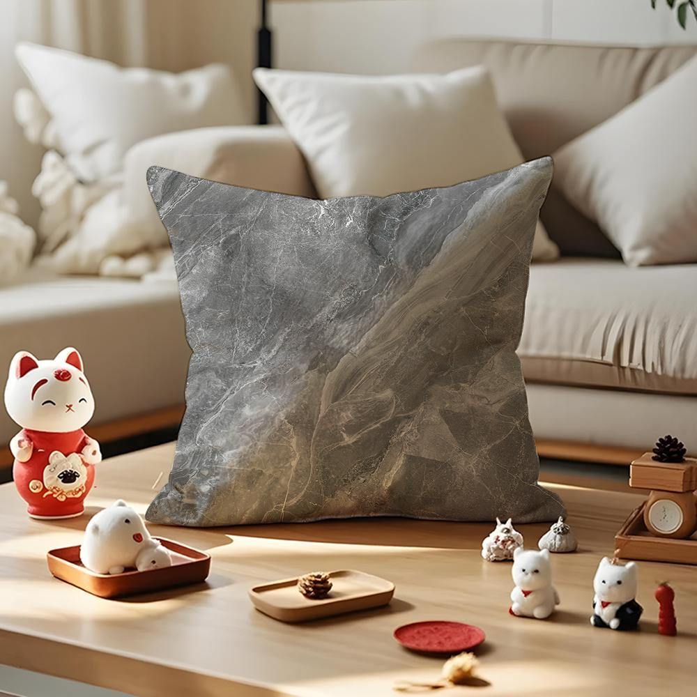 Marble Texture Cushion Cover Anti-dustmite Pillowcase Invisible Zipper Silky Short Plush Sofa Cushion Cover