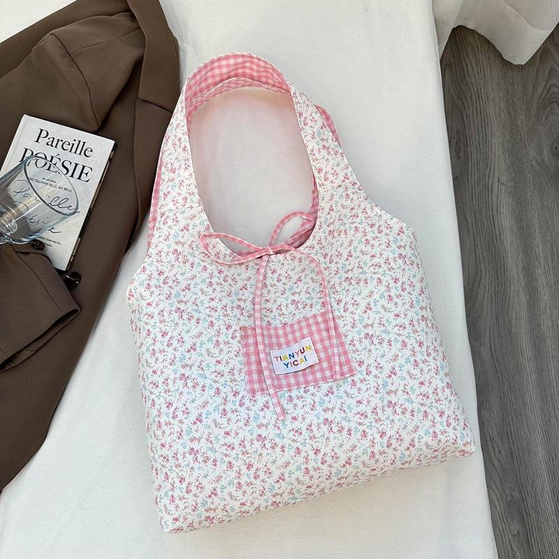 

Новая повседневная сумка через плечо большой вместимости, простая ленивая сумка-жилет, литературная маленькая свежая сумка-тоут розовый