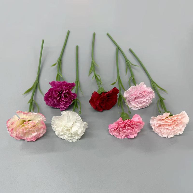 Short Stem Carnation Artificial Silk Flower Bouquet - Hand-Feel Moisturizing Floral Decor for Living Room Tabletop Arrangements