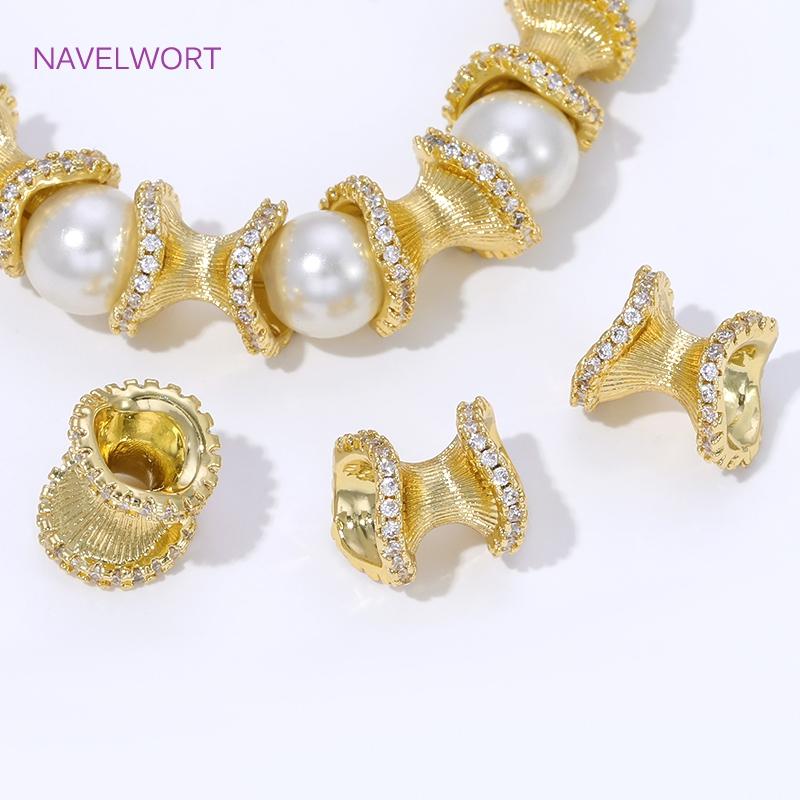 1/3/5Pcs 18K Gold Plated Spacer Beads For Jewelry,Brass Decorative Beads,Separators For Beads,DIY Jewelry Making Accessories