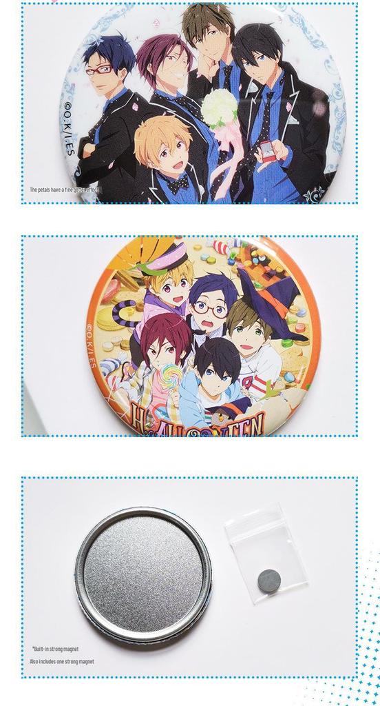 Genuine Boys' Swimming Club 75MM Double Flash Magnetic Badge Anime Sticker