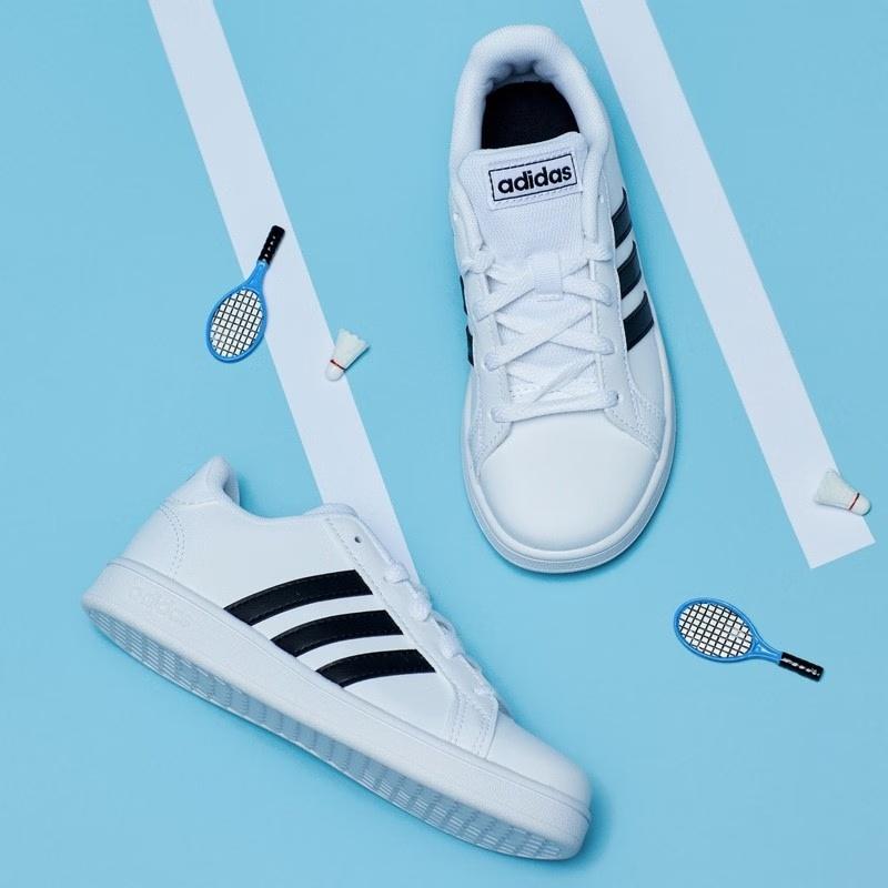 (GS) adidas Grand Court J 'White Black' Kids' EF0103