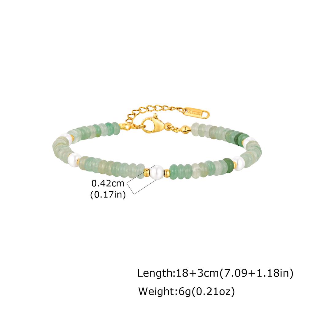 Trendy Imitation Pearl Colorful Beads Bracelet for Women, Stainless Steel Handmade Chain Bracelet for Women Fashion Boho Jewelry