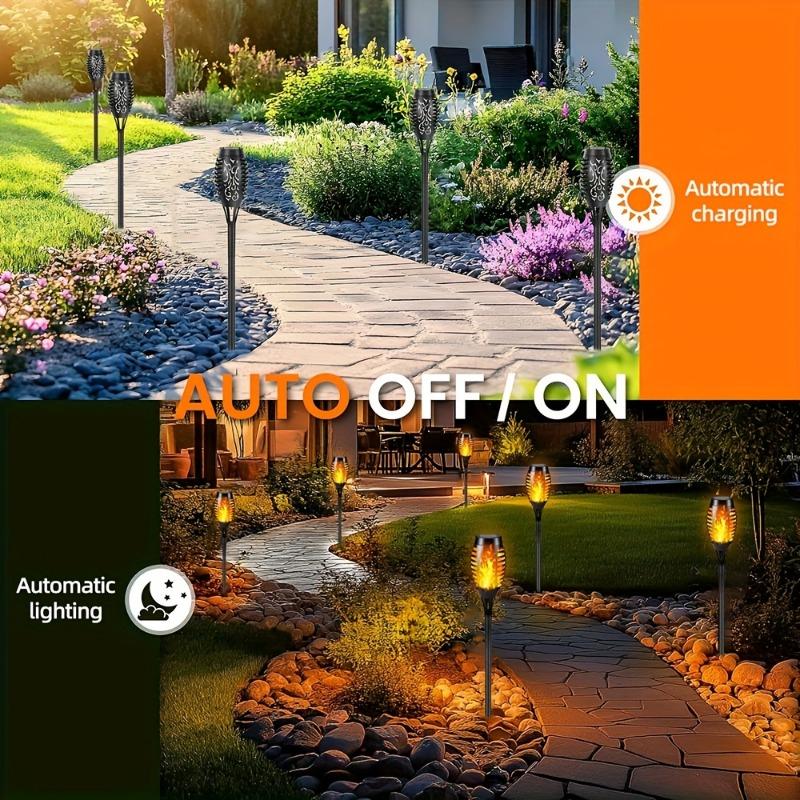 8PCS Solar Flickering Flame Light - Warm, Decorative Analog Flame Light Garden | Flickering Flame Effects | Durable Plastic, LED Light
