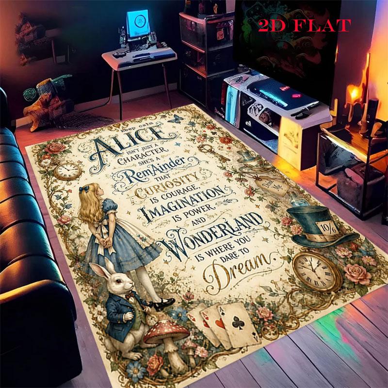 Alice Wonderland Tea Carpet Rug for Living Room Bedroom Home Sofa Decoration,Kids Play Nonslip Floor Mat