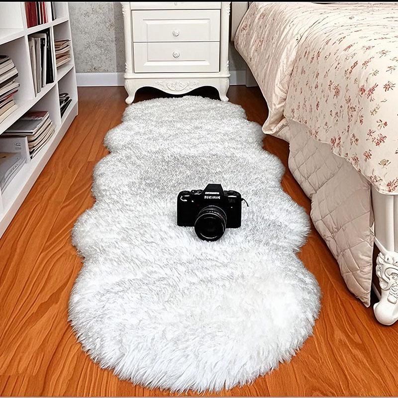 Cross-border Long-Pile Carpets: Irregular Faux Wool Rugs for Living Room, Bay Window, and Bedside