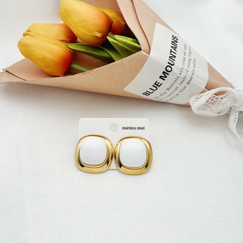 AB Hot-Selling Simple Non-Fading Earrings Square Earrings for Women Fashionable Jewelry with Trendy Colours for Anniversary
