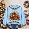 Women's Christmas Print Long Sleeve Top Casual Fall Winter Blouse for Holiday and Everyday Wear