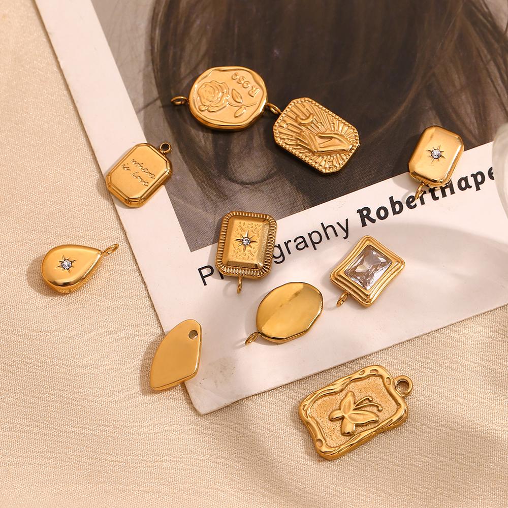 MamacitaSlay diy Vintage Rose Butterfly Polar Star Moon stainless steel charms 18K Gold Plated  charms for jewelry making