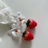 Elegant Fruit Charm Earrings Bowknot Strawberry Ear Pendants Unique Accessory