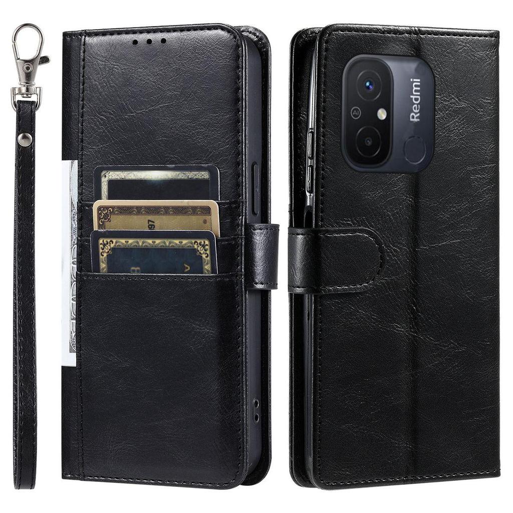 Cover for Xiaomi Redmi 12C Retro PU Leather Flip Wallet Phone Case Multi Card Slots
