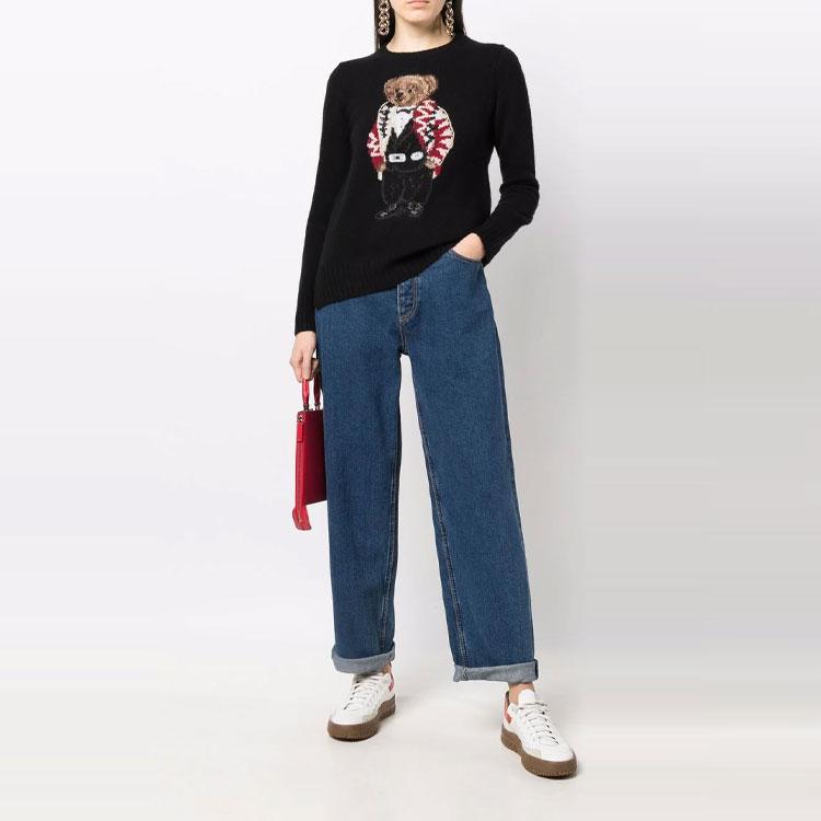 Polo Ralph Lauren Casual Crew Neck Bear Pattern Sweater Women sweater Black 211847028-001