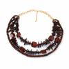 Personality Bohemian ethnic exoticism exaggerated multi-layered wearing beaded geometric wooden women's necklace