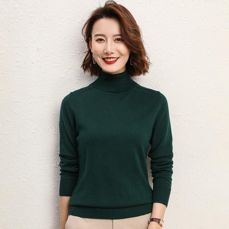 Autumn and Winter New High Lapel Sweater Women's Long-sleeved Knitted Sweater Wear Inside and Outside Pullover Top Loose and Thin Base