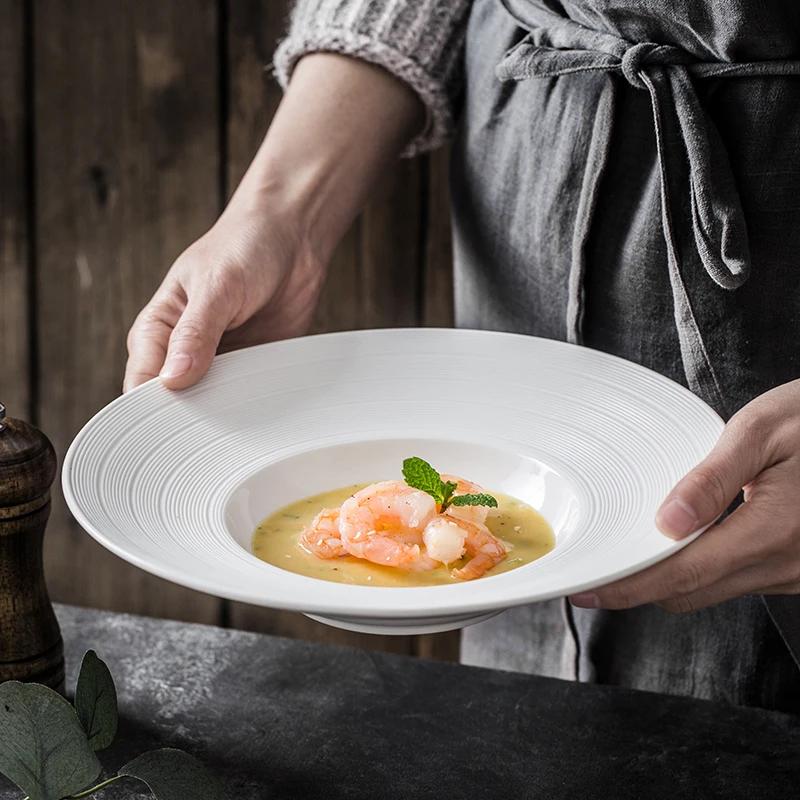 10 Zoll Japanische Keramikplatte Weiß Westlicher Stil Steak Salatplatte Zuhause Dessert Hotel Restaurant Geschirr Teller