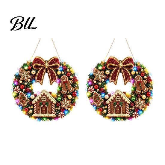 Festive Party Supplies 2Pcs Pearl Diamond Christmas Ornament Set, 2D Acrylic Glitter Hanging Gifts for Family Decor with Ribbon, Tree Pendant Holiday