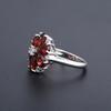 Natural Colored Treasure Red Garnet Ring, Light Luxury Design S925 Sterling Silver Inlaid Colored Gemstone Ring
